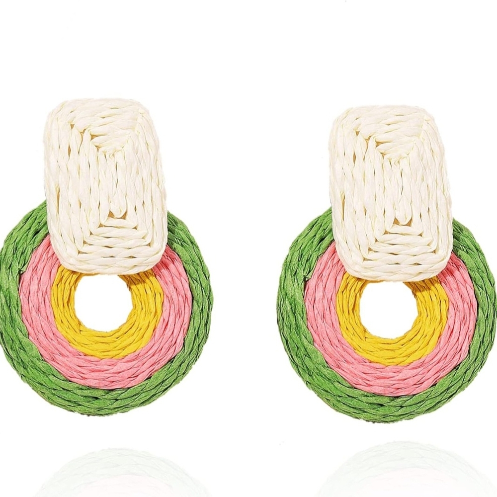 Colorful Woven Hoop Earrings